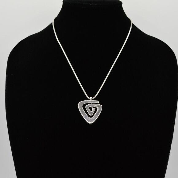 Givenchy Vintage Pendant Necklace Silver Abstract Swirl Runway Signed 1970s BinK - Picture 1 of 12